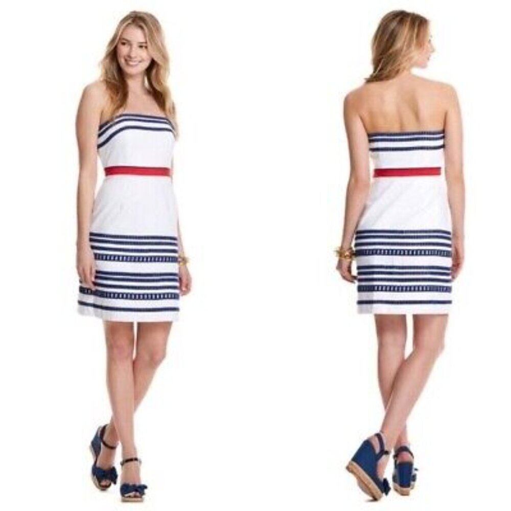 Vineyard Vines Textured Cotton Strapless Dress - Size 0 NWT